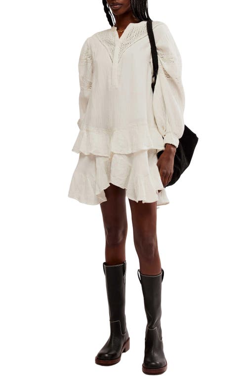 Shop Free People Sachi Long Sleeve Ruffle Minidress In Ivory