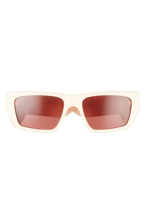 Le Specs Measures 55mm Rectangular Sunglasses in Ivory