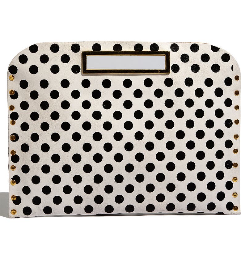MUZE Oversized Polka Dot Clutch, Main, color, 101