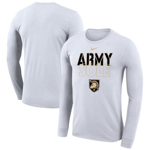Nike White Army Black Knights 2023 On Court Bench Long Sleeve T-Shirt