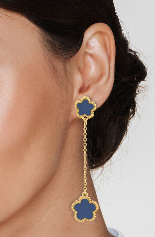 Jardin Resin Clover Drop Earrings In Navy/gold