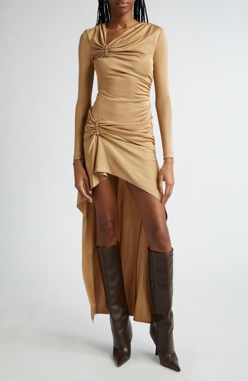 Dion Lee Gathered Bolt Long Sleeve Satin Jersey Dress Timber at Nordstrom, Us