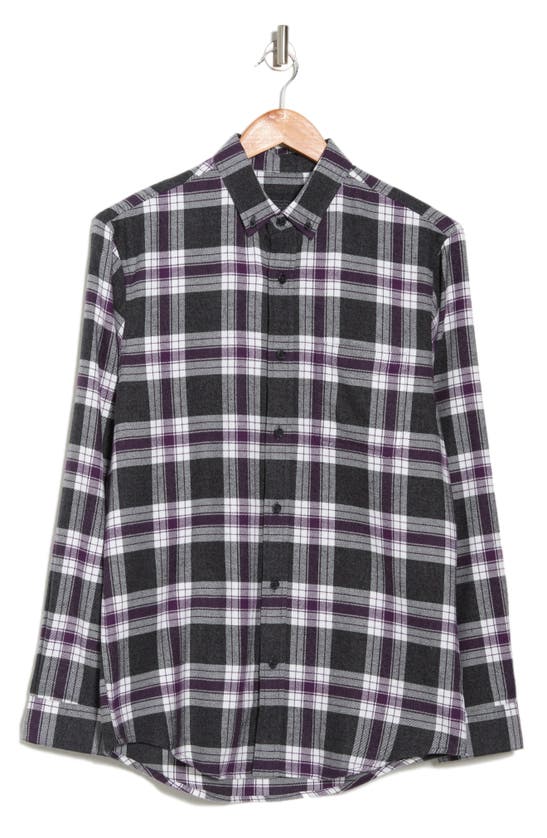 14th & Union 14th And Union Grindle Trim Fit Flannel Shirt In Black Purple Cascade Grindle