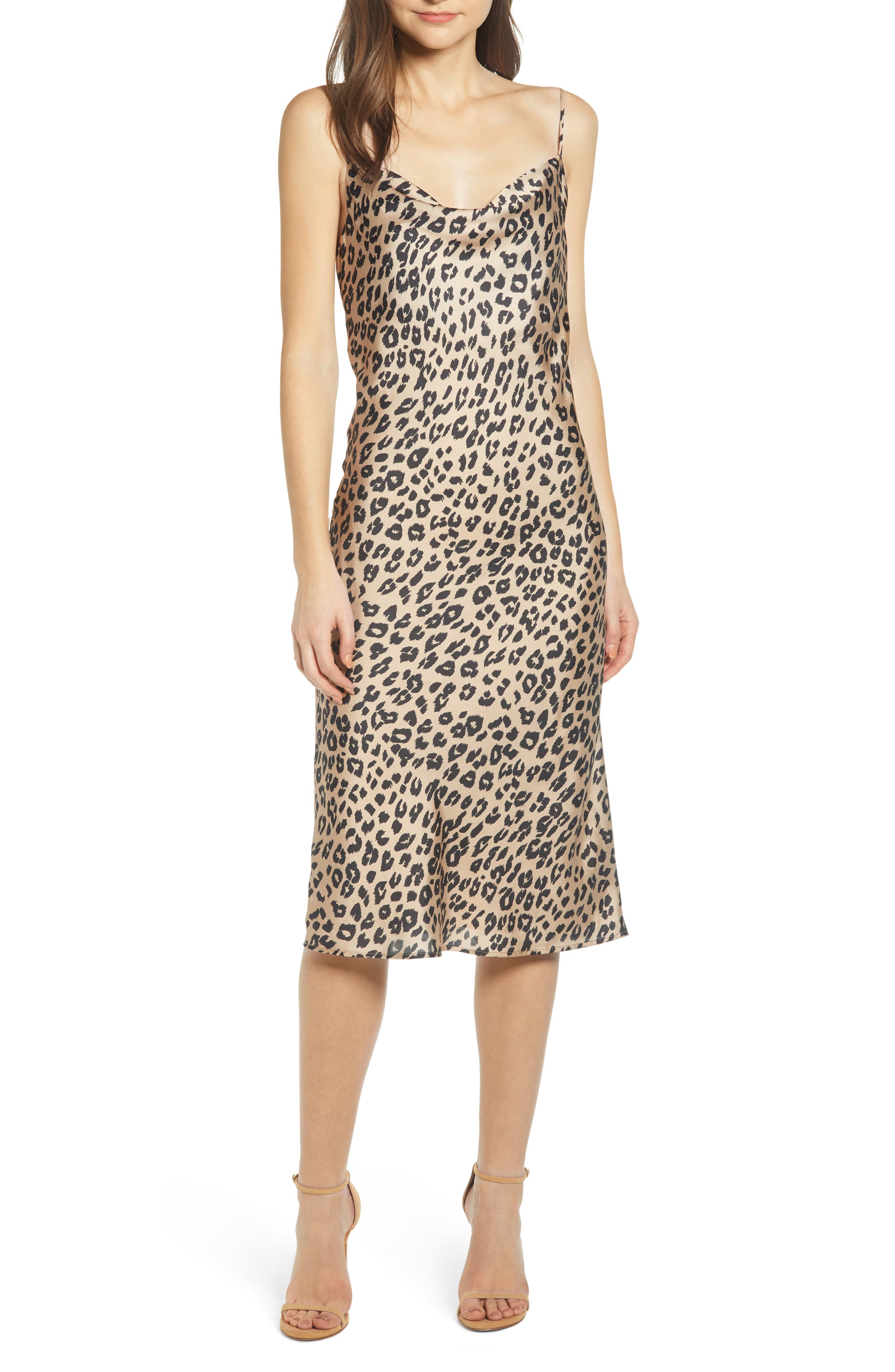 bardot leopard slip dress