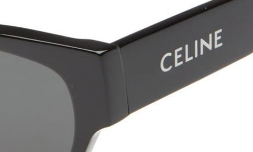 Shop Celine 54mm Cateye In Shiny Black/smoke