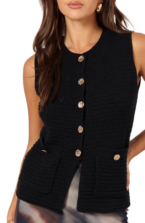 Petal And Pup Petal & Pup Blair Button-up Sweater Vest In Black