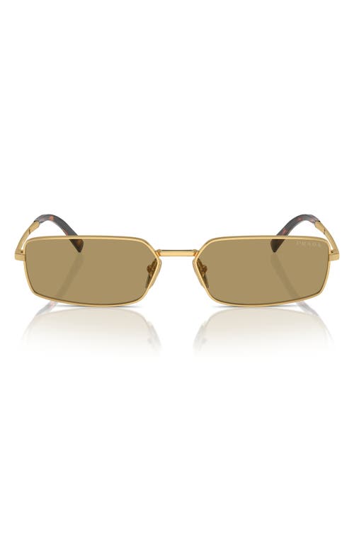 Prada 59mm Rectangular Sunglasses In Gold/olive