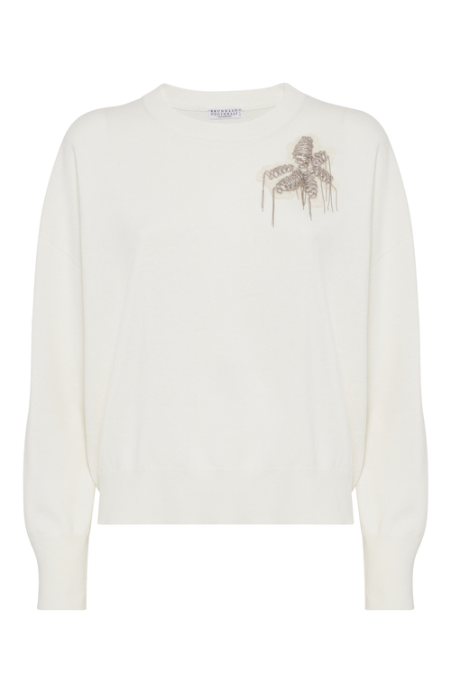 Shop Brunello Cucinelli Cashmere Sweater In White