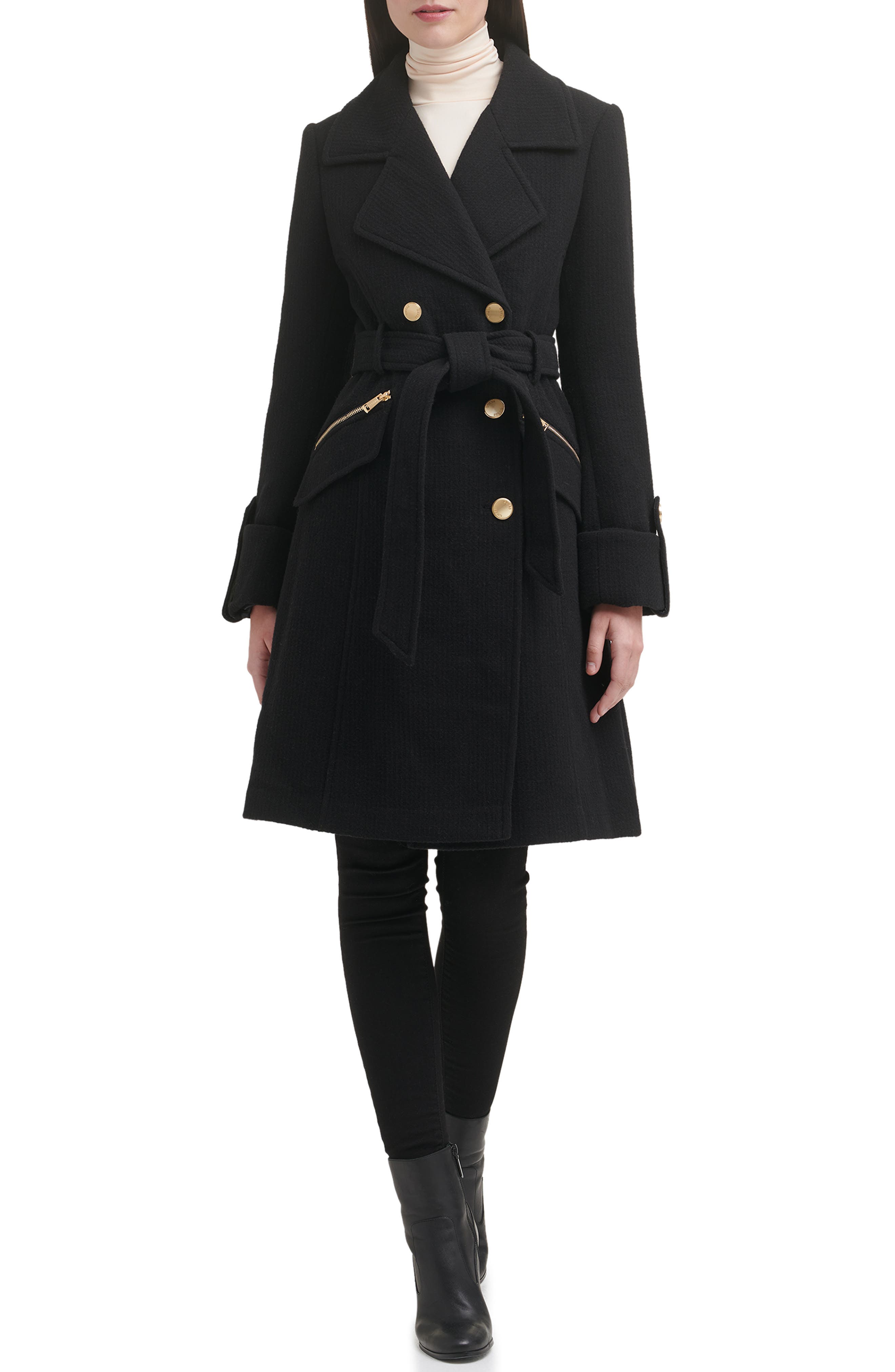 Guess Women's Asymmetric Belted Diamond-Quilted Coat Green Size L