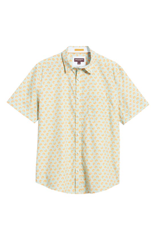 Shop Johnston & Murphy Citrus Print Short Sleeve Cotton Button-down Shirt In Green/orange