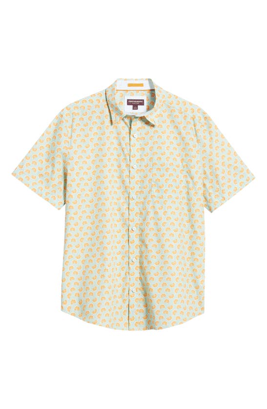 Johnston & Murphy Citrus Print Short Sleeve Cotton Button-down Shirt In Green/orange