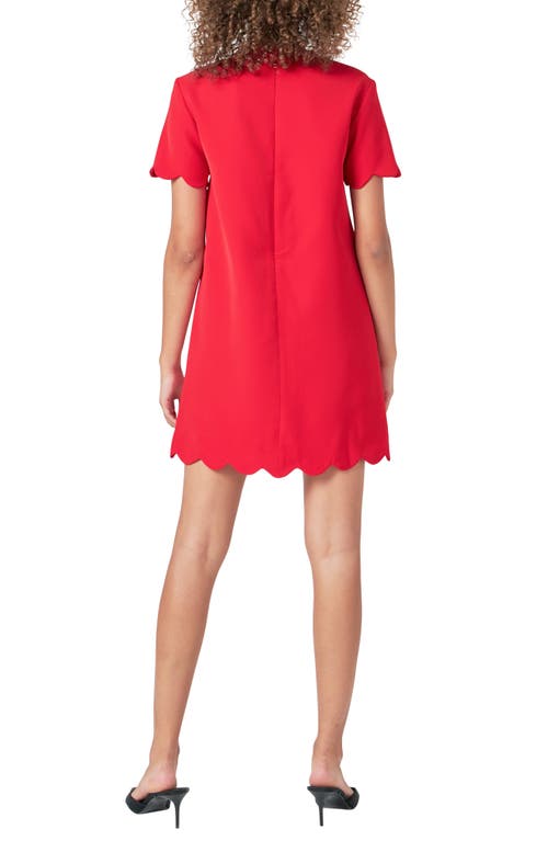 Shop English Factory Scallop Minidress In Red