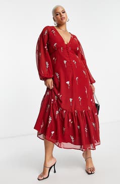 Curve Floral Long Sleeve Maxi Dress Plus Size Curve Floral Long Sleeve Maxi Dress Plus Size