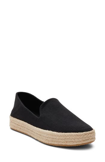 Toms Carolina 10020990 Espadrille Womens 8.5 Black Slip On Comfort Shoes Khd2717 In Black