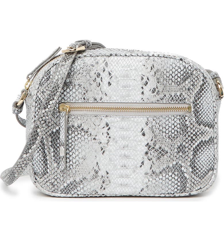 NORDSTROM Small Dianne Snake Embossed Crossbody Bag, Main, color, GREY ALLOY SNAKE