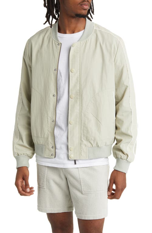 Varsity Piped Cotton Bomber Jacket in Green