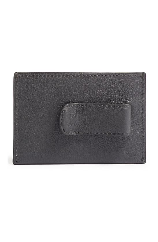 Shop Tumi Leather Money Clip Card Case In Grey Texture