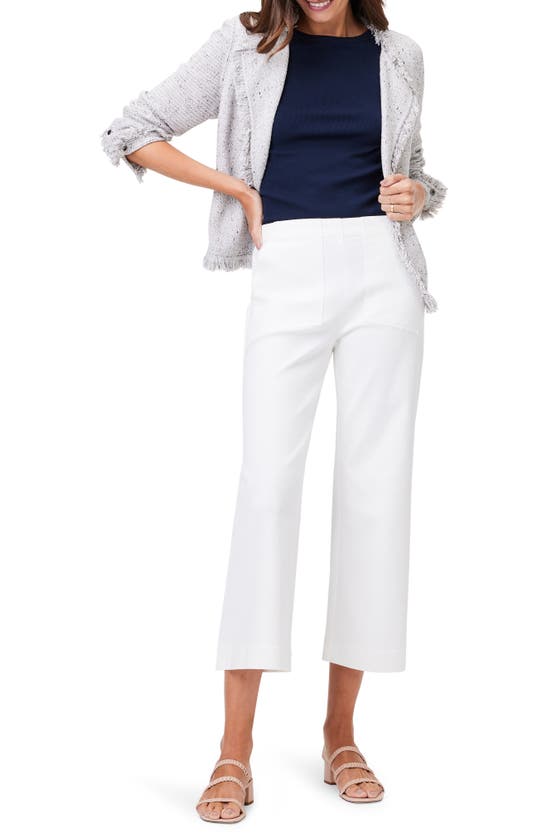 Shop Nic + Zoe Nic+zoe Rumba Park Wide Leg Crop Organic Linen Blend Pants In Paper White