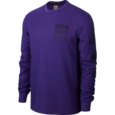 Nike Acg Long Sleeve Waffle Knit T-Shirt, Purple