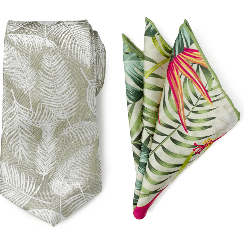 Cufflinks, Inc . Tropical Resort Tie & Pocket Square Set In Green