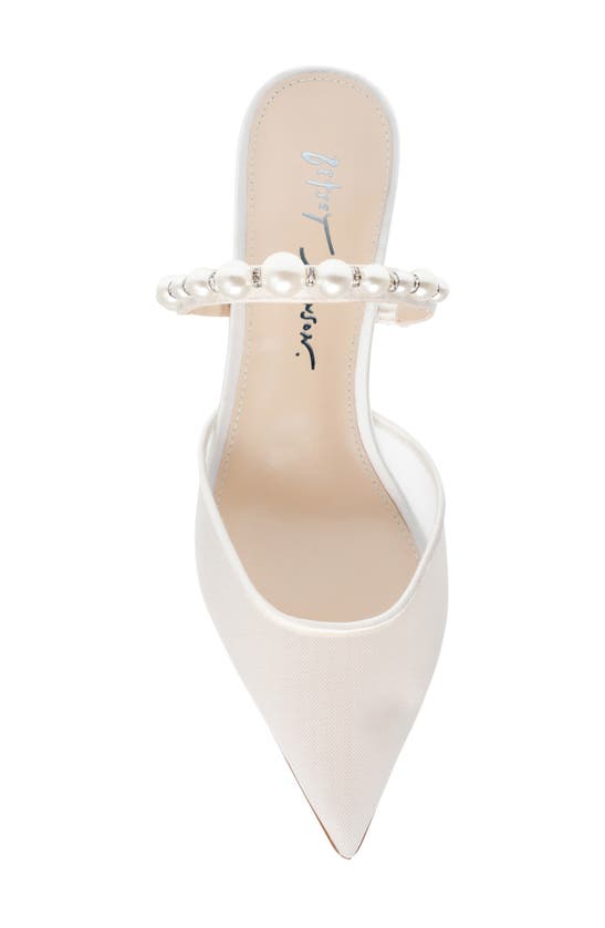 Shop Betsey Johnson Evey Imitation Pearl Pointed Toe Mule In Ivory