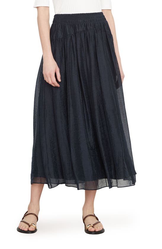 VINCE SMOCKED WAIST CHIFFON SKIRT