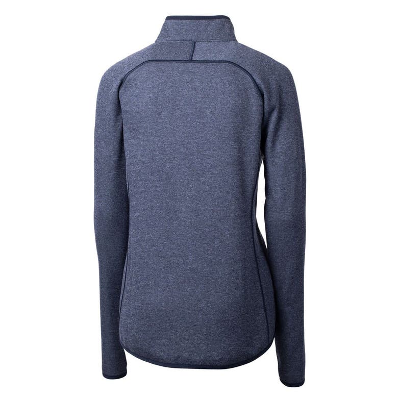 Shop Cutter & Buck Heather Navy Utah State Aggies Mainsail Sweater-knit Full-zip Jacket