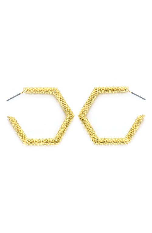 Panacea Textured Hexagon Hoop Earrings in Gold at Nordstrom