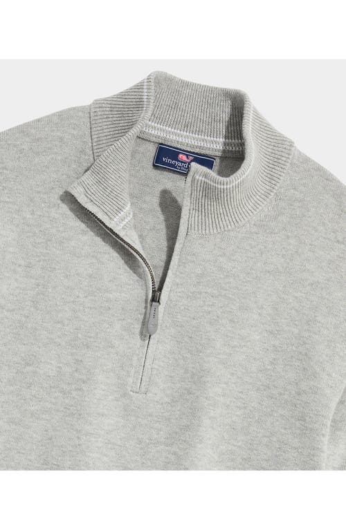 Shop Vineyard Vines Boathouse Tipping Wool & Cotton Quarter Zip Pullover In Light Gray Heather