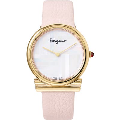 Salvatore Ferragamo Gancino Slim Leather Strap Watch,