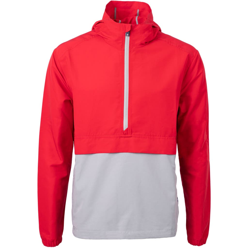 Cutter & Buck Charter Water & Wind Resistant Packable Recycled Polyester Anorak In Red
