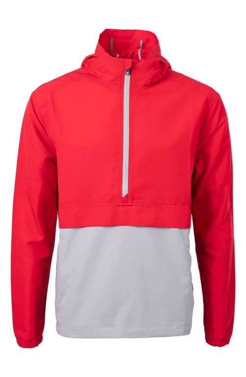 Shop Cutter & Buck Charter Water & Wind Resistant Packable Recycled Polyester Anorak In Red/polished