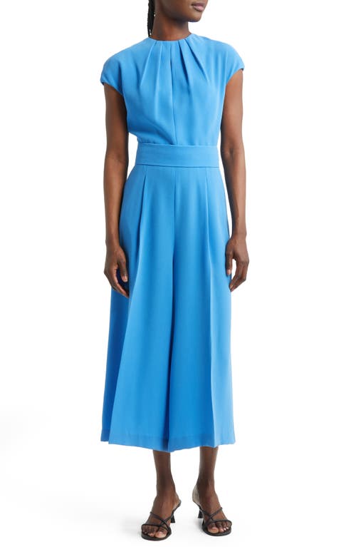 Judith & Charles Cole Pleated Wide Leg Jumpsuit in Porcelain Blue
