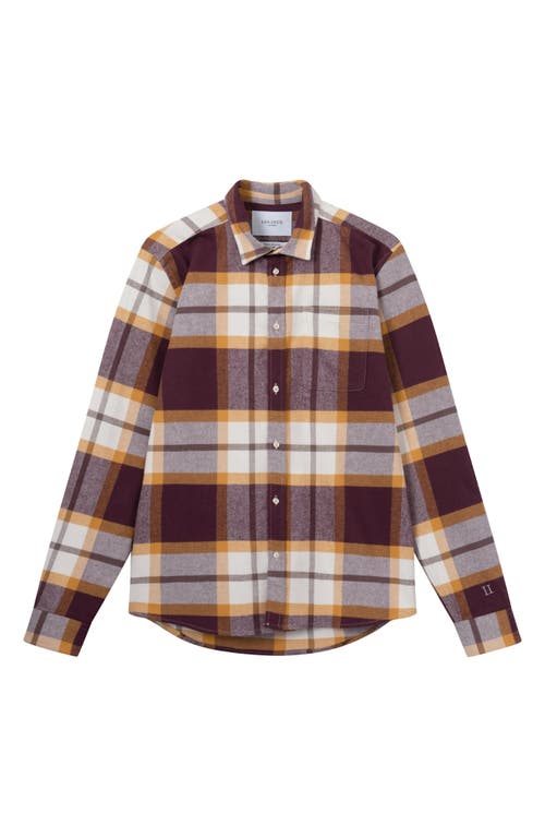 Les Deux Jeremy Check Flannel Button-Up Shirt in Sassafras Inca Gold