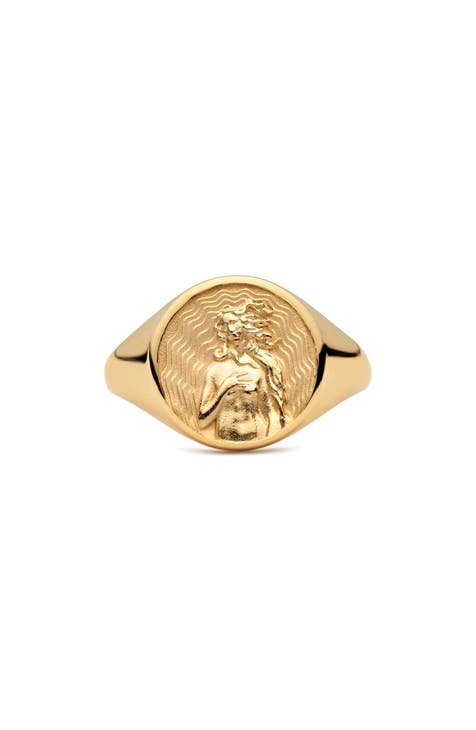 Brook & York Claire Personalized Monogram Signet Ring Gold