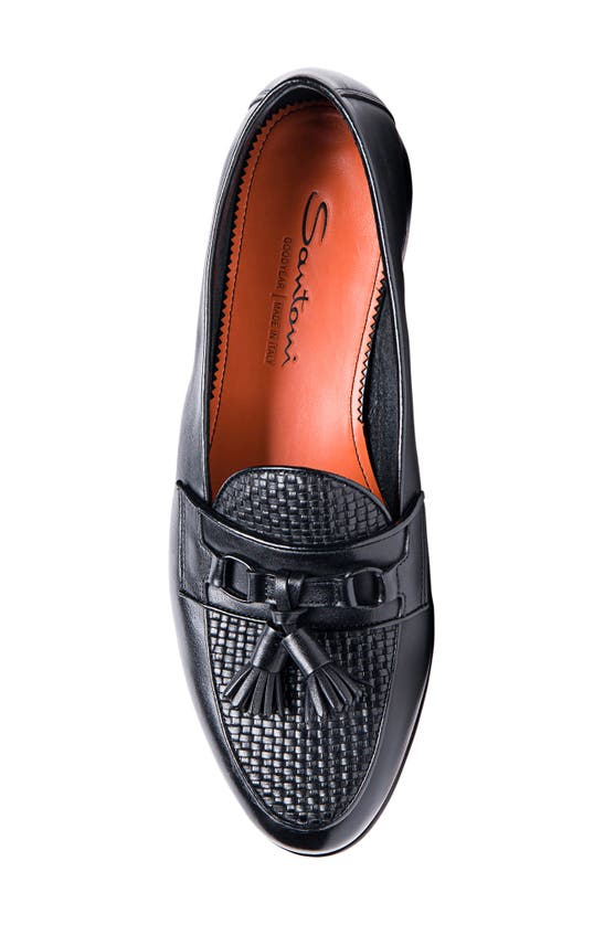 Shop Santoni Andrea Tassel Loafer In Black