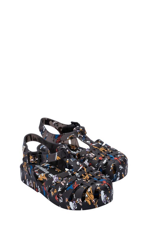 Melissa Kids' Disney Mickey & Friends T-Strap Sandal Black Multicolor at Nordstrom, M