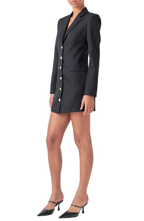 Endless Rose Long Sleeve Blazer Minidress In Black