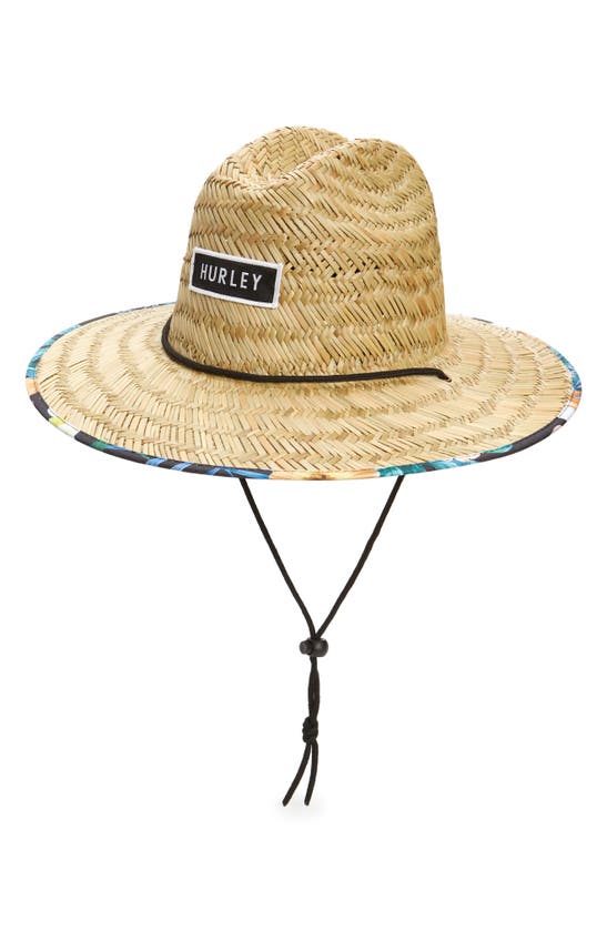 Hurley Bayside Straw Lifeguard Hat In Straw/black/ Blue
