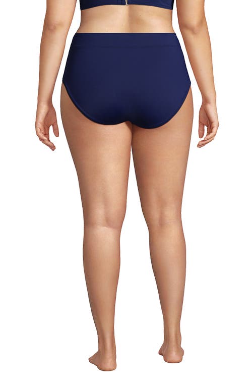 Lands' End Plus Size Tummy Control High Waisted Bikini Swim Bottoms In Deep Sea Navy