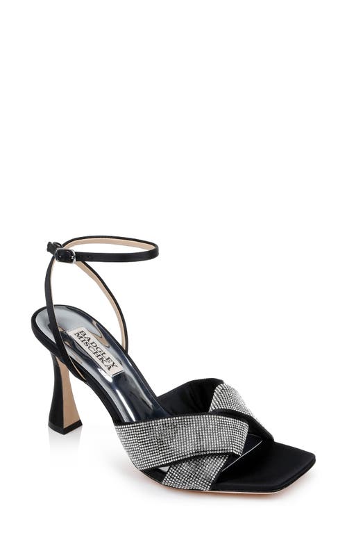 Shop Badgley Mischka Collection Brinlee Ankle Strap Sandal In Black Satin