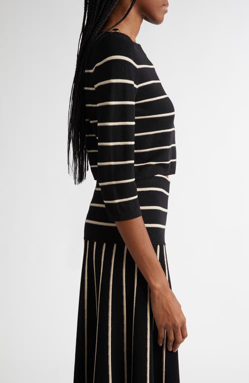 Shop Zimmermann Crush Stripe Crop Sweater In Black/cream