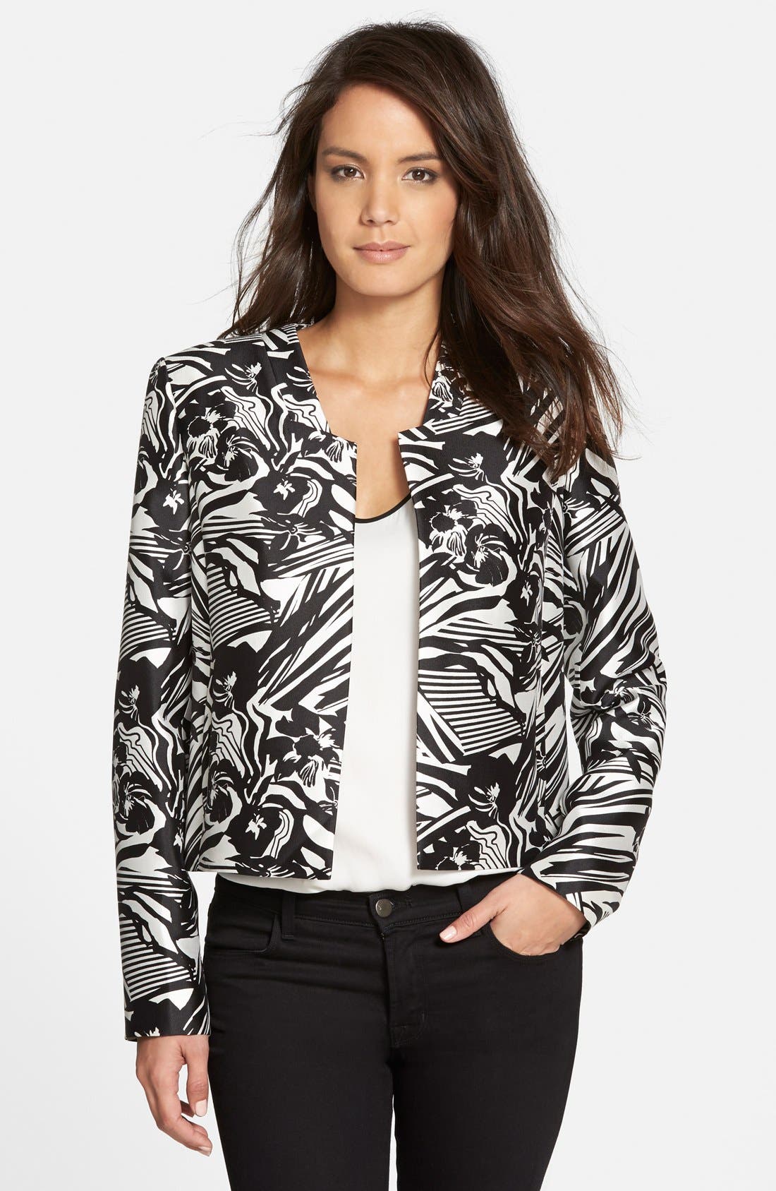 Classiques Entier® Print Silk & Wool Crop Swing Jacket Nordstrom