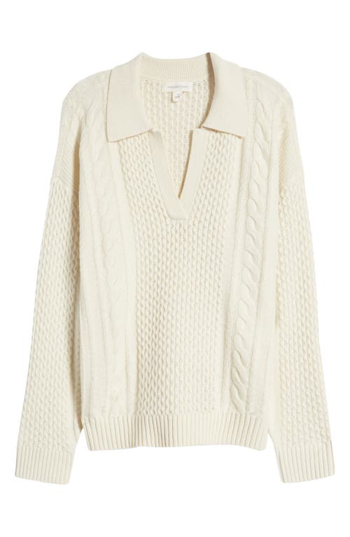 Shop Treasure & Bond Merino Wool & Cotton Cable Sweater In Ivory Dove