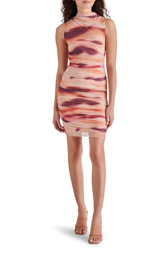 Shop Steve Madden Tamika Ruched Mesh Body-con Dress In Rosewater