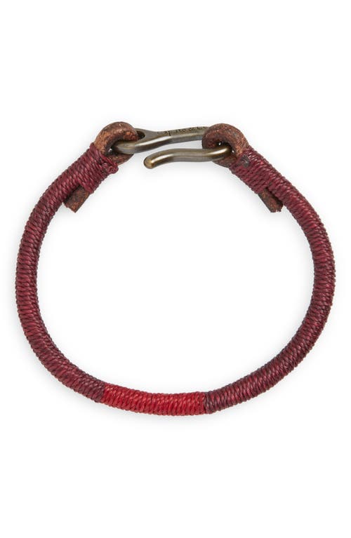Men's Hand Wrapped Leather Bracelet in Burgundy Combo