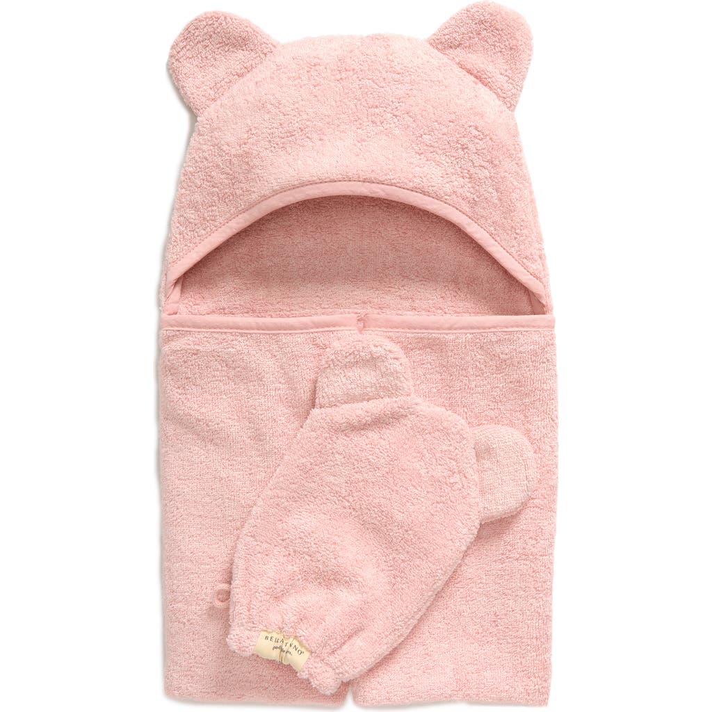 Bella Tunno Hooded Towel & Washing Mitt Set In Blush