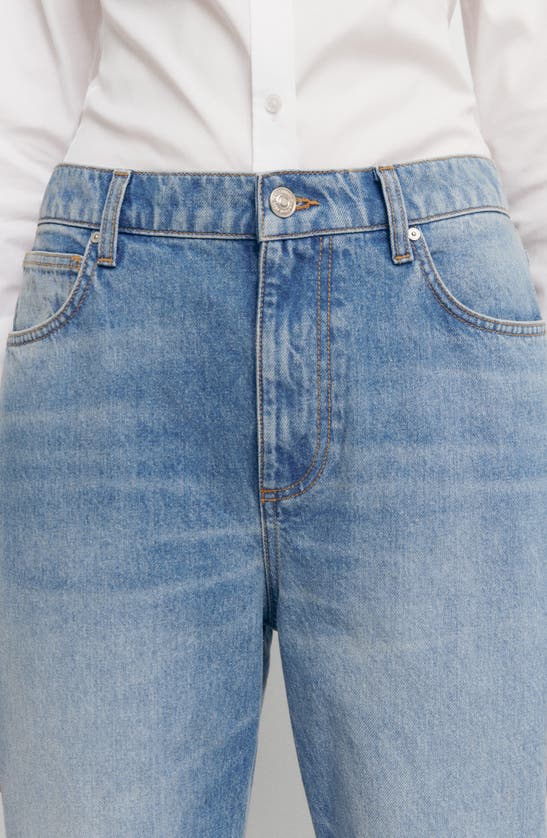 Shop Mango Turned-up Cuff Straight Leg Jeans In Medium Blue