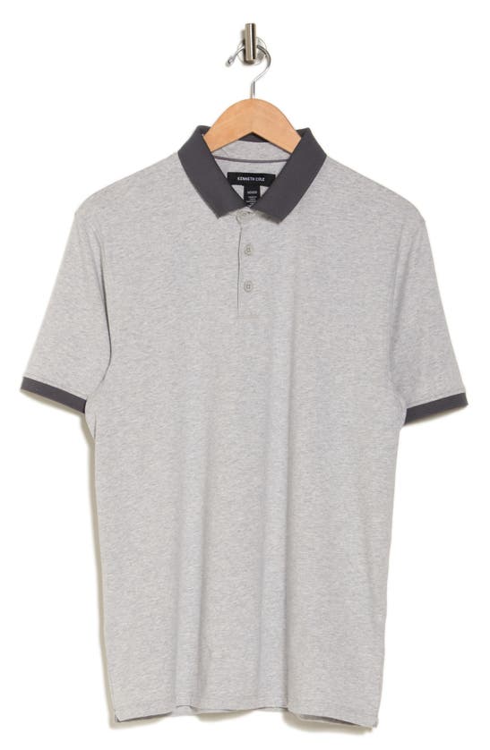 Kenneth Cole Stretch Cotton Polo In Grey