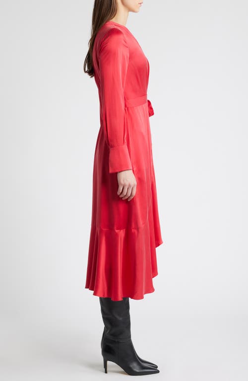 Kobi Halperin Victoria Tie Waist Long Sleeve Midi Dress In Scarlet
